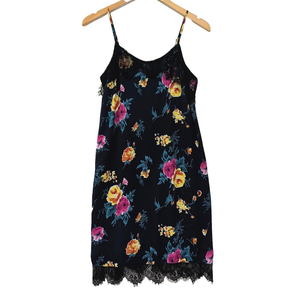 Urban Outfitters Pins & Needles‎ Slip Dress Women S Navy Blue Floral Y2K Fairy